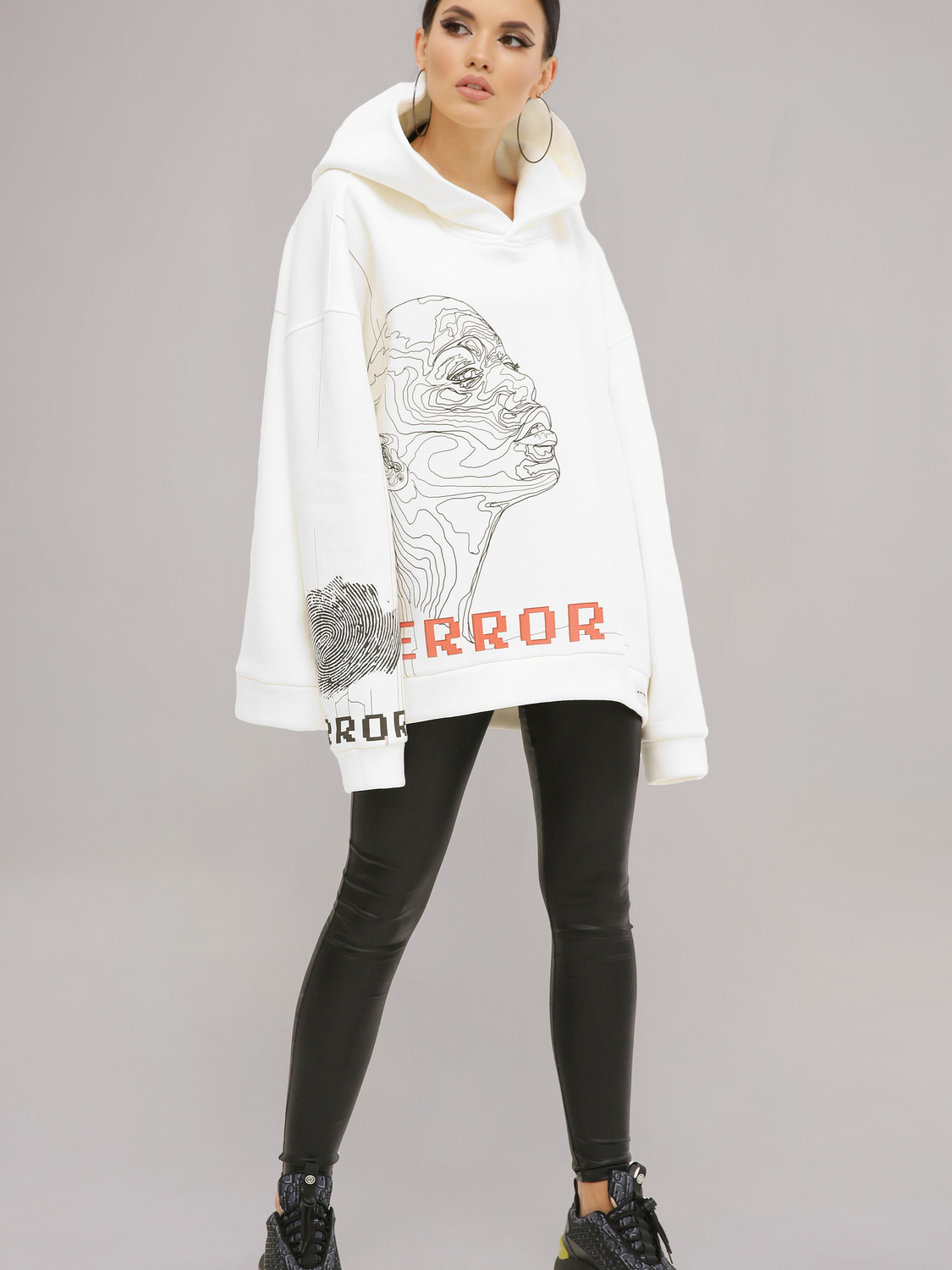 Худі жіночий білий з принтом «Error»